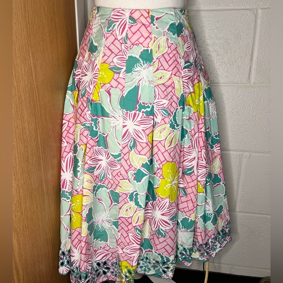 Vintage Lily Pulitzer pleated Ingrid  skirt with eyelet trim Size 8 - Picture 1 of 5